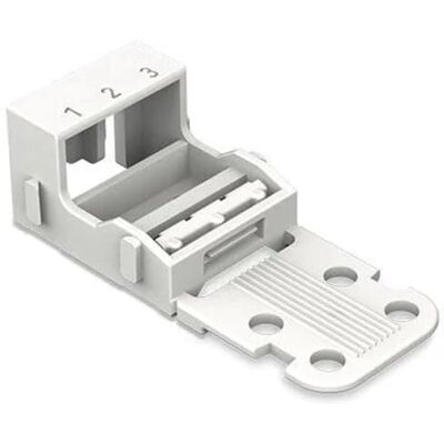 WAGO Befestigungsadapter 221-503 für 3 Leiter-Klemmen, 4 mm², 10 Stück, Schraubbefestigung für Verbindungsklemmen, geeignet für stehende und liegende Montierung, weiß WAGO Befestigungsadapter 221-503 für 3 Leiter-Klemmen, 4 mm², 10 Stück, Schraubbefestigung für Verbindungsklemmen, geeignet für stehende und liegende Montierung, weiß