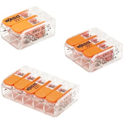 WAGO Kartonschachtel mit 80 Verbindungsklemmen mit Hebeln – 20 x 2 Eingänge, 45 x 3 Eingänge und 15 x 5 Eingänge WAGO Kartonschachtel mit 80 Verbindungsklemmen mit Hebeln – 20 x 2 Eingänge, 45 x 3 Eingänge und 15 x 5 Eingänge