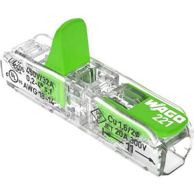 WAGO Green Range 2-Leiter Durchgangs-Verbinder mit Hebel 221-2431 Nennquerschnitt: 4 mm², mit Hebel, geeignet für alle Leiterarten, 12 Stück WAGO Green Range 2-Leiter Durchgangs-Verbinder mit Hebel 221-2431 Nennquerschnitt: 4 mm², mit Hebel, geeignet für alle Leiterarten, 12 Stück