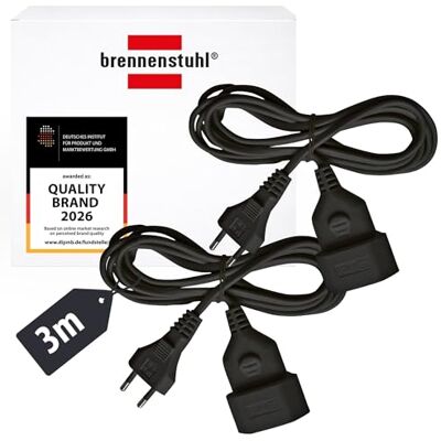Brennenstuhl 2er Set Kunststoff-Verlängerungskabel 3m Verlängerungskabel für den Innenbereich, mit Euro-Stecker und Kupplung, schwarz Brennenstuhl 2er Set Kunststoff-Verlängerungskabel 3m Verlängerungskabel für den Innenbereich, mit Euro-Stecker und Kupplung, schwarz