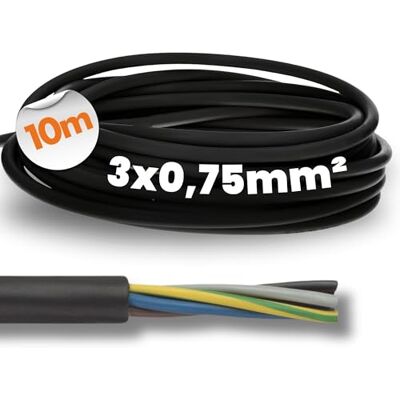 Lapp 10m Gummileitung H05RN-F 3G0,75 mm² Flexibles Gummikabel Schwarz UV-resistentes Stromkabel für Handgeräte & Elektrodekoration, robustes 3x0,75 mm² Kabel für Innen- & Außenbereich Lapp 10m Gummileitung H05RN-F 3G0,75 mm² Flexibles Gummikabel Schwarz UV-resistentes Stromkabel für Handgeräte & Elektrodekoration, robustes 3x0,75 mm² Kabel für Innen- & Außenbereich