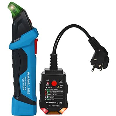 PeakTech P 3432 Sicherungsfinder, Ortungsgerät für Stromkreise, Spannungsprüfer berührungslos mit Steckdosentester für 230V Schuko NCV Phasenprüfer/Leitungssuchgerät/Stromprüfer PeakTech P 3432 Sicherungsfinder, Ortungsgerät für Stromkreise, Spannungsprüfer berührungslos mit Steckdosentester für 230V Schuko NCV Phasenprüfer/Leitungssuchgerät/Stromprüfer