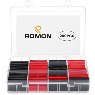 Romon 200 Stück Schrumpfschlauch Set, 45mm Wasserdichter Schrumpfschlauch Mit Kleber – Heat Shrink Tubing Für Kabel, Löten, Reparaturen (7 Größen) Romon 200 Stück Schrumpfschlauch Set, 45mm Wasserdichter Schrumpfschlauch Mit Kleber – Heat Shrink Tubing Für Kabel, Löten, Reparaturen (7 Größen)