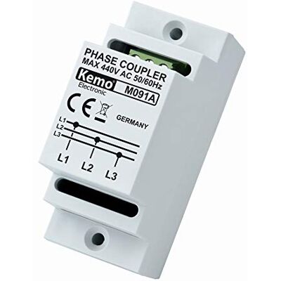 Kemo M091A Phasenkoppler für Powerline Produkte für Hutschienenmontage. Verbindet alle 3 hausinternen Netzphasen kapazitiv, für Übertragungsraten bis zu 650 Mbit Kemo M091A Phasenkoppler für Powerline Produkte für Hutschienenmontage. Verbindet alle 3 hausinternen Netzphasen kapazitiv, für Übertragungsraten bis zu 650 Mbit