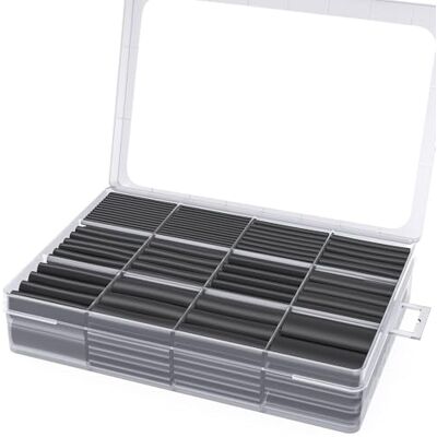 Offgridtec Schrumpfschlauch Set 3:1, 400 vorgeschnittene Stücke, 45mm Länge Doppelwandig mit Kleberbeschichtung, für Kabelisolierung und Lötstellen, verschiedene Durchmesser (schwarz) Offgridtec Schrumpfschlauch Set 3:1, 400 vorgeschnittene Stücke, 45mm Länge Doppelwandig mit Kleberbeschichtung, für Kabelisolierung und Lötstellen, verschiedene Durchmesser (schwarz)