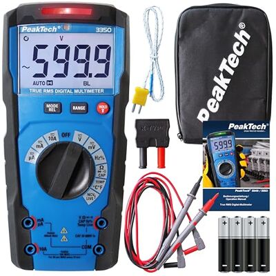 PeakTech 3350 True RMS Multimeter 6000 Counts 10A CAT III 600V AC/DC PeakTech 3350 True RMS Multimeter 6000 Counts 10A CAT III 600V AC/DC