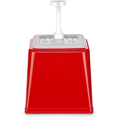 HENDI Saucenspender, mit Pumpsystem, abnehmbarer Saucenbehälter, Messskala, Soßenspender, Spritzspender, Pumpspender, Ketchupspender, 2,5L, 230x210x(H)327mm, ABS, PP, rot HENDI Saucenspender, mit Pumpsystem, abnehmbarer Saucenbehälter, Messskala, Soßenspender, Spritzspender, Pumpspender, Ketchupspender, 2,5L, 230x210x(H)327mm, ABS, PP, rot