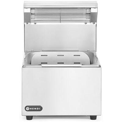 HENDI Pommes-frites-Wärmer, mit abnehmbarer GN-Behälter und Tropfschale, zum Warmhalten von Pommes frites, Infrarotlampe, Wärmebrücke, Speisenwärmer, GN1/2, 230V/400W, 357x267x(H)376mm, Edelstahl HENDI Pommes-frites-Wärmer, mit abnehmbarer GN-Behälter und Tropfschale, zum Warmhalten von Pommes frites, Infrarotlampe, Wärmebrücke, Speisenwärmer, GN1/2, 230V/400W, 357x267x(H)376mm, Edelstahl