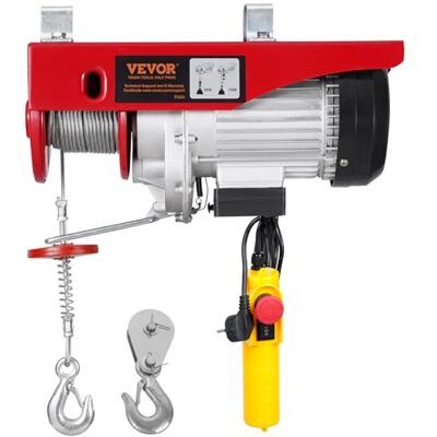 VEVOR Elektrische Seilwinde, 800 kg Motorwinde mit 4,2 m kabelgebundener Fernbedienung, 12 m Hubhöhe mit Einzelkabel, Einzel-/Doppelschlingen, Not-Aus, Hebezeug für Garage, Lager, Fabrik VEVOR Elektrische Seilwinde, 800 kg Motorwinde mit 4,2 m kabelgebundener Fernbedienung, 12 m Hubhöhe mit Einzelkabel, Einzel-/Doppelschlingen, Not-Aus, Hebezeug für Garage, Lager, Fabrik