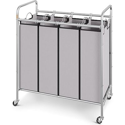 VEVOR Wäschesortierwagen mit 4 Fächern, Wäschesammler, robust, mit abschließbaren Rädern und 4 abnehmbaren Taschen, rollender Wäschekorb, Sortierer für Kleidung VEVOR Wäschesortierwagen mit 4 Fächern, Wäschesammler, robust, mit abschließbaren Rädern und 4 abnehmbaren Taschen, rollender Wäschekorb, Sortierer für Kleidung