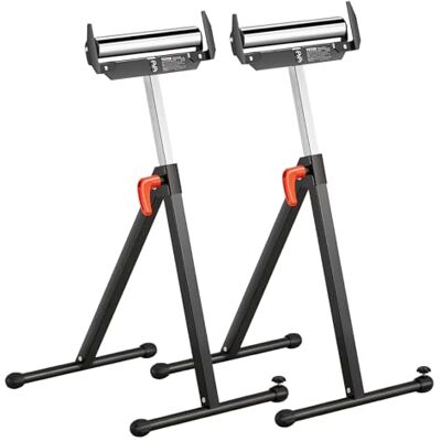 VEVOR 2er-Set Rollenständer, 113kg Tragkraft, höhenverstellbar 68-109cm, klappbarer Arbeitsbock mit Rollenkopf und Kantenführungen aus poliertem Stahl, für Tischkreissägen-Auslauf, Verlängerungsstütze VEVOR 2er-Set Rollenständer, 113kg Tragkraft, höhenverstellbar 68-109cm, klappbarer Arbeitsbock mit Rollenkopf und Kantenführungen aus poliertem Stahl, für Tischkreissägen-Auslauf, Verlängerungsstütze