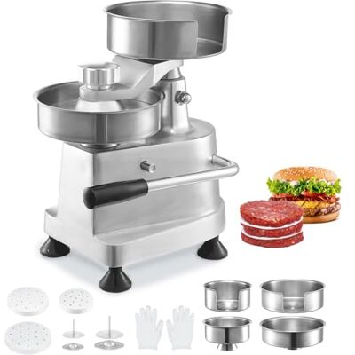 VEVOR Kommerzieller Burger-Patty-Maker, Hamburger-Patty-Maker mit 3 Umwandelbaren Formen (10 cm, 13 cm, 15 cm), Robuste Edelstahl-Burgerpresse VEVOR Kommerzieller Burger-Patty-Maker, Hamburger-Patty-Maker mit 3 Umwandelbaren Formen (10 cm, 13 cm, 15 cm), Robuste Edelstahl-Burgerpresse