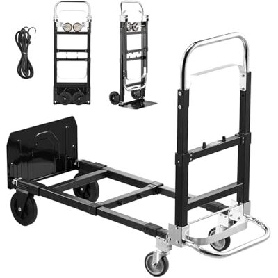 VEVOR 2-in-1-Sackkarre, zusammenklappbar, 227 kg Tragkraft im 4-Rad-Modus, umwandelbarer Transportwagen mit verstellbarem Griff, Handkarre, Transportkarre für Umzüge, Büro, Lager VEVOR 2-in-1-Sackkarre, zusammenklappbar, 227 kg Tragkraft im 4-Rad-Modus, umwandelbarer Transportwagen mit verstellbarem Griff, Handkarre, Transportkarre für Umzüge, Büro, Lager