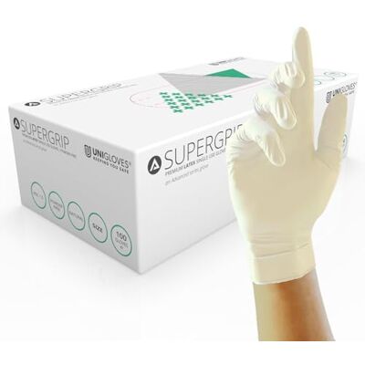 UNIGLOVES Supergrip Hohe Qualität – Latex Untersuchungshandschuhe – Größe Klein UNIGLOVES Supergrip Hohe Qualität – Latex Untersuchungshandschuhe – Größe Klein