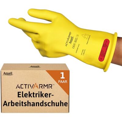 Ansell ActivArmr Elektriker-Schutzhandschuhe, Elektroschutz Klass 0 (1000V), Elektrisch Isolierende Gummihandschuhe, Professionelle Arbeitshandschuhe 28cm, Gelb, Größe XL (1 Paar) Ansell ActivArmr Elektriker-Schutzhandschuhe, Elektroschutz Klass 0 (1000V), Elektrisch Isolierende Gummihandschuhe, Professionelle Arbeitshandschuhe 28cm, Gelb, Größe XL (1 Paar)