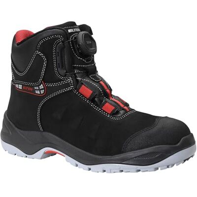 ELTEN Sicherheitsschuhe TILL BOA Mid ESD S3, Herren, Leder, Stahlkappe, leicht, robust, Schwarz/Rot, Größe: 49 ELTEN Sicherheitsschuhe TILL BOA Mid ESD S3, Herren, Leder, Stahlkappe, leicht, robust, Schwarz/Rot, Größe: 49