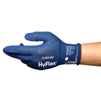 Ansell HyFlex 11-819 Dünne Arbeitshandschuhe, Rutschfeste Nitril-Beschichtung, Schutzhandschuhe vor Elektrostatischen Entladungen, Antistatisch, TouchScreen, Blau, Größe S (1 Paar) Ansell HyFlex 11-819 Dünne Arbeitshandschuhe, Rutschfeste Nitril-Beschichtung, Schutzhandschuhe vor Elektrostatischen Entladungen, Antistatisch, TouchScreen, Blau, Größe S (1 Paar)
