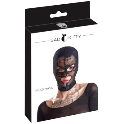 Bad Kitty Mesh-Kopfmaske verführerische BDSM-Maske für Männer und Frauen, große Öffnungen für Mund und Augen, mit floralem Muster Bad Kitty Mesh-Kopfmaske verführerische BDSM-Maske für Männer und Frauen, große Öffnungen für Mund und Augen, mit floralem Muster