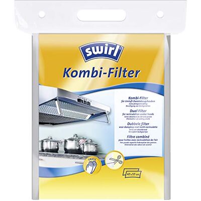 Swirl Kombi-Filter für Dunstabzugshauben, 2-Filter-System mit Aktivkohle & Fettfilter, reduziert Küchengerüche & Fettablagerungen, Universalgröße 47x57 cm Swirl Kombi-Filter für Dunstabzugshauben, 2-Filter-System mit Aktivkohle & Fettfilter, reduziert Küchengerüche & Fettablagerungen, Universalgröße 47x57 cm