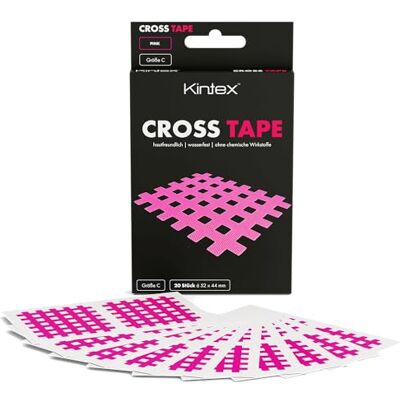 Kintex Cross Tape Gitterpflaster 20 Stück Pink 44 x 52 mm Latexfreies Cross-Tape für Triggerpunkte, Akupressur, Narbenpflege und Physiotherapie – wasserfest und hautfreundlich Kintex Cross Tape Gitterpflaster 20 Stück Pink 44 x 52 mm Latexfreies Cross-Tape für Triggerpunkte, Akupressur, Narbenpflege und Physiotherapie – wasserfest und hautfreundlich