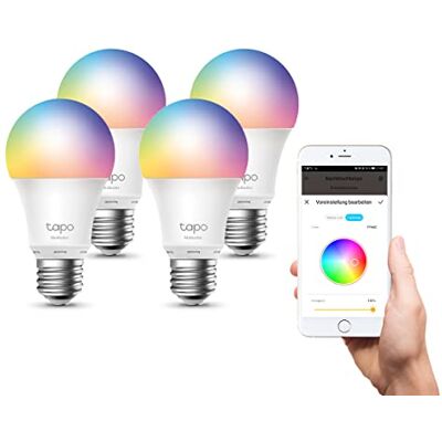Tapo L530E(4-Pack) alexa Lampe E27, Mehrfarbrige dimmbare smarte WLAN Glühbirne, Smart home zubehör, Abläufe und Zeitpläne, Kein Hub notwendig Tapo L530E(4-Pack) alexa Lampe E27, Mehrfarbrige dimmbare smarte WLAN Glühbirne, Smart home zubehör, Abläufe und Zeitpläne, Kein Hub notwendig