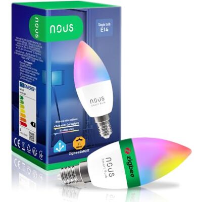 NOUS P4Z ZigBee Smart Glühbirne E14 RGB, Dimmbar, LED Lampe, 450LM, Smart Bulb 16 Mio. Farben, 2700-6500K, ZigBee 3.0, Kompatibel mit Alexa & Google Home, ZigBee Hub erforderlich NOUS P4Z ZigBee Smart Glühbirne E14 RGB, Dimmbar, LED Lampe, 450LM, Smart Bulb 16 Mio. Farben, 2700-6500K, ZigBee 3.0, Kompatibel mit Alexa & Google Home, ZigBee Hub erforderlich