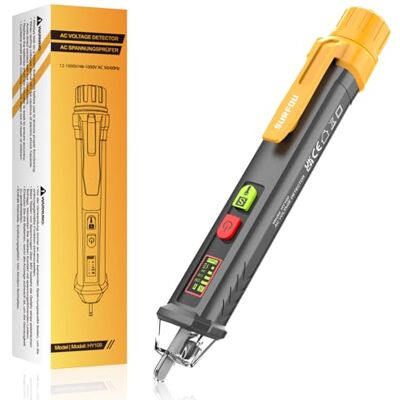SURFOU Berührungsloser Spannungsprüfer, Kontaktloser Stromprüfer AC 12v/48v-1000v mit NCV, LED-licht, Akustischem Alarm, Kabelbruchfinder und Live/Nullleiter-Erkennung SURFOU Berührungsloser Spannungsprüfer, Kontaktloser Stromprüfer AC 12v/48v-1000v mit NCV, LED-licht, Akustischem Alarm, Kabelbruchfinder und Live/Nullleiter-Erkennung