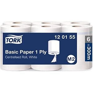 Tork Standard-Papierwischtücher mit Innenabrollung Weiß M2, kosteneffiziente Putztücher, 6 × 300 m, 120155 Tork Standard-Papierwischtücher mit Innenabrollung Weiß M2, kosteneffiziente Putztücher, 6 × 300 m, 120155