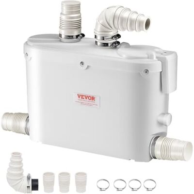 VEVOR Hebeanlage, 500 W, 110 L/min Durchfluss, 8 m Förderhöhe, Schmutzwasserpumpe mit 4 Wassereinlässen, Abwasserhebeanlage für Küche, Keller, Dusche, Waschbecken, Waschküche, Badewanne VEVOR Hebeanlage, 500 W, 110 L/min Durchfluss, 8 m Förderhöhe, Schmutzwasserpumpe mit 4 Wassereinlässen, Abwasserhebeanlage für Küche, Keller, Dusche, Waschbecken, Waschküche, Badewanne