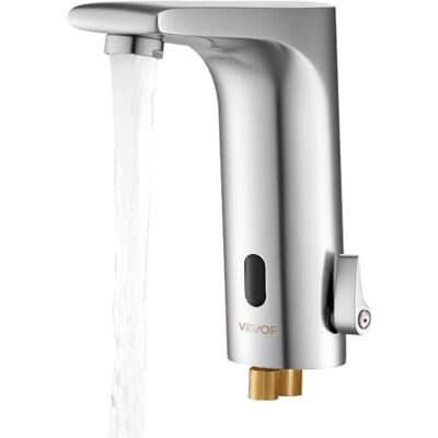 VEVOR berührungsloser Waschtischhahn (L-förmig) Badezimmer, automatische Waschtischarmatur, freihändig einstellbarer Einhebelmischer, batteriebetriebener Wasserhahn gebürstetes Nickelsilber VEVOR berührungsloser Waschtischhahn (L-förmig) Badezimmer, automatische Waschtischarmatur, freihändig einstellbarer Einhebelmischer, batteriebetriebener Wasserhahn gebürstetes Nickelsilber