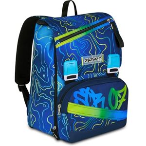 Seven Erweiterbarer Schulranzen,für Schule Sport Freizeit, ab 1. Klasse, für Mädchen und Jungen, gepolsterter Rucksack,mit Trinkflaschenfach, blau-grün Seven Erweiterbarer Schulranzen,für Schule Sport Freizeit, ab 1. Klasse, für Mädchen und Jungen, gepolsterter Rucksack,mit Trinkflaschenfach, blau-grün