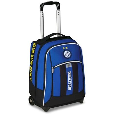 Seven Schulranzen mit Rollen Inter Mailand, 2 in 1,Trolley, Rucksack mit Trolleyfunktion für Kinder, ab 1. Klasse, für Schule, Reisen, blau schwarz, Fußball Seven Schulranzen mit Rollen Inter Mailand, 2 in 1,Trolley, Rucksack mit Trolleyfunktion für Kinder, ab 1. Klasse, für Schule, Reisen, blau schwarz, Fußball