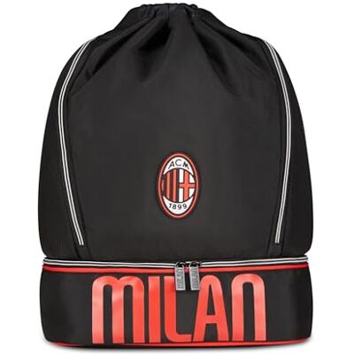 Seven AC Mailand Sportbeutel, Turnbeutel, Schultasche, Öffnung mit Kordelzug, Schule-Freizeit-Sport, Separates Fach für Schuhe Kinder und Jugendliche, Schwarz/rot, Fußball Fan Geschenkidee Seven AC Mailand Sportbeutel, Turnbeutel, Schultasche, Öffnung mit Kordelzug, Schule-Freizeit-Sport, Separates Fach für Schuhe Kinder und Jugendliche, Schwarz/rot, Fußball Fan Geschenkidee