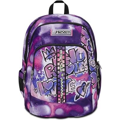 Seven Schulrazen Advanced, Rucksack für Schule, Uni Freizeit, Geräumige Schultasche für Mädchen, Jungen, Gepolsterter Tornister; mit Laptopfach, Trinkflaschenfach USB-Ladeanschluss, violett schwarz Seven Schulrazen Advanced, Rucksack für Schule, Uni Freizeit, Geräumige Schultasche für Mädchen, Jungen, Gepolsterter Tornister; mit Laptopfach, Trinkflaschenfach USB-Ladeanschluss, violett schwarz