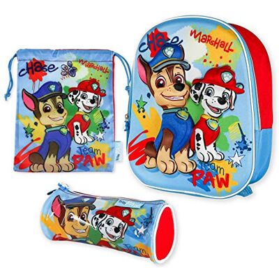 BONNYCO Paw Patrol Kindergartenrucksack Jungen 3D, Turnbeutel und Stiftebox Schulrucksack Jungen und Mädchen, Rucksack Kinder, Rucksack Kindergarten Set, Kinderrucksack Kita Kleinkind Schulanfang BONNYCO Paw Patrol Kindergartenrucksack Jungen 3D, Turnbeutel und Stiftebox Schulrucksack Jungen und Mädchen, Rucksack Kinder, Rucksack Kindergarten Set, Kinderrucksack Kita Kleinkind Schulanfang