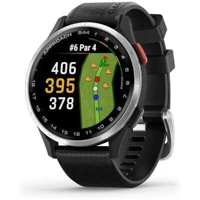 Garmin Approach S44, 43mm, smarte Golfuhr, Schwarz/Silber Leichtes Design, wesentliche On-Course-Funktionen, intelligente Benachrichtigungen Garmin Approach S44, 43mm, smarte Golfuhr, Schwarz/Silber Leichtes Design, wesentliche On-Course-Funktionen, intelligente Benachrichtigungen