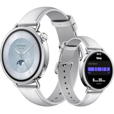 XIAOMI Watch S4 41mm Smartwatch – Edelstahlgehäuse, Ultraleicht, 150+ Sportmodi, präzise Menstruationszyklus-Vorhersage, Sicherheits-Notruffunktion, Lederarmband (Weiß) XIAOMI Watch S4 41mm Smartwatch – Edelstahlgehäuse, Ultraleicht, 150+ Sportmodi, präzise Menstruationszyklus-Vorhersage, Sicherheits-Notruffunktion, Lederarmband (Weiß)