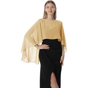 Hotshawl Capelets für Damen, Chiffon-Umhang, Schals und Wickeltuch, für Abendkleid, Hochzeitsumhänge, Gold, Einheitsgröße Hotshawl Capelets für Damen, Chiffon-Umhang, Schals und Wickeltuch, für Abendkleid, Hochzeitsumhänge, Gold, Einheitsgröße