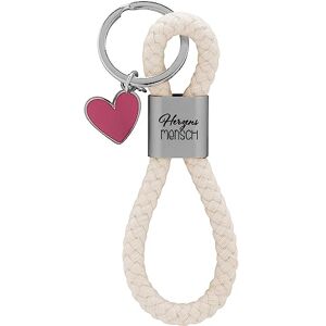GRUSS & CO Schlüsselanhänger Loop Motiv "Mensch" Anhänger bestehend aus einer geflochtenen Schlaufe, mit Motivdruck "Herzensmensch", mit Herz-Charm 48369 GRUSS & CO Schlüsselanhänger Loop Motiv "Mensch" Anhänger bestehend aus einer geflochtenen Schlaufe, mit Motivdruck "Herzensmensch", mit Herz-Charm 48369