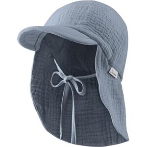 Sterntaler Schirmmütze Nacken Musselin Unisex Mütze aus Baumwoll Musselin (Bio) UV-Schutz 50+ Sonnenhut mit Nackenschutz Baby- und Kinder Sommer Kopfbedeckung zum Binden graublau, Größe 47 Sterntaler Schirmmütze Nacken Musselin Unisex Mütze aus Baumwoll Musselin (Bio) UV-Schutz 50+ Sonnenhut mit Nackenschutz Baby- und Kinder Sommer Kopfbedeckung zum Binden graublau, Größe 47