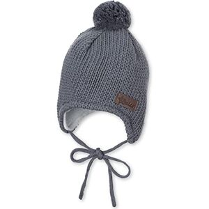Sterntaler Strickmütze mit Bommel aus Baumwolle warme Unisex Mütze mit angestrickten Ohrenklappen und praktischen Bindebändern angenehm gefüttert mit Baumwollfleece Mittelgrau, Größe 47 Sterntaler Strickmütze mit Bommel aus Baumwolle warme Unisex Mütze mit angestrickten Ohrenklappen und praktischen Bindebändern angenehm gefüttert mit Baumwollfleece Mittelgrau, Größe 47