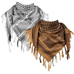 FREE SOLDIER Halstuch/Kopftuch Shemagh,100% Baumwolle Pali-Tuch Schals Unisex,Braun, Weiß Set,110 * 110cm FREE SOLDIER Halstuch/Kopftuch Shemagh,100% Baumwolle Pali-Tuch Schals Unisex,Braun, Weiß Set,110 * 110cm