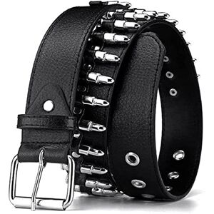 Rsleepd PEAFAN Bullet Studded Punk Rivet Belt, Schwarzes Leder Rock-Gürtel Mit Silbernen Kugeln für Frauen Und Männer, Standardgröße Rsleepd PEAFAN Bullet Studded Punk Rivet Belt, Schwarzes Leder Rock-Gürtel Mit Silbernen Kugeln für Frauen Und Männer, Standardgröße