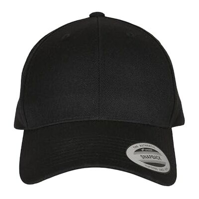 Flexfit Yupoong Unisex Premium Curved Visor Snapback Cap, Black, one Size Flexfit Yupoong Unisex Premium Curved Visor Snapback Cap, Black, one Size