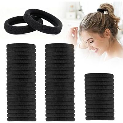 Elalove Haargummis für Mädchen, 6 mm, 50 Stück, dick, 4 cm, für Damen und Mädchen, Haargummis für Pferdeschwanz, Schwarz Elalove Haargummis für Mädchen, 6 mm, 50 Stück, dick, 4 cm, für Damen und Mädchen, Haargummis für Pferdeschwanz, Schwarz