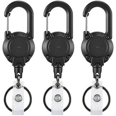 Carehabi 3 Pack Einziehbarer Schlüsselanhänger, Strapazierfähiger Einziehbarer Karabiner, Schlüsselband ausziehbar mit 60 cm Stahlkordel für ID Badge Holder, Kartenhalter, Schlüsselkarten Carehabi 3 Pack Einziehbarer Schlüsselanhänger, Strapazierfähiger Einziehbarer Karabiner, Schlüsselband ausziehbar mit 60 cm Stahlkordel für ID Badge Holder, Kartenhalter, Schlüsselkarten