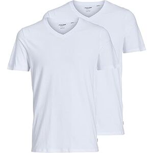 JACK & JONES Herren Jacbasic V-hals Tee 2 Pack T Shirt, Weiß, M EU JACK & JONES Herren Jacbasic V-hals Tee 2 Pack T Shirt, Weiß, M EU