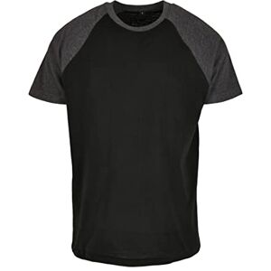 Build Your Brand T-Shirt Raglan Contrast Tee Black/Charcoal L Build Your Brand T-Shirt Raglan Contrast Tee Black/Charcoal L