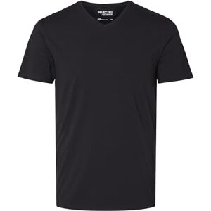 SELECTED HOMME Herren Selected Basic T-Shirt Einfarbiges Rundhals Kurzarm Shirt SLHNEWPIMA Jersey Stretch Baumwolle, Farben:Schwarz, Größe:L SELECTED HOMME Herren Selected Basic T-Shirt Einfarbiges Rundhals Kurzarm Shirt SLHNEWPIMA Jersey Stretch Baumwolle, Farben:Schwarz, Größe:L