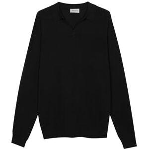 Diana Studio – Langärmliges Poloshirt ohne Knöpfe aus 100 % Frische, extra gedrehte Baumwolle, Herren, Schwarz, Größe XL Diana Studio – Langärmliges Poloshirt ohne Knöpfe aus 100 % Frische, extra gedrehte Baumwolle, Herren, Schwarz, Größe XL